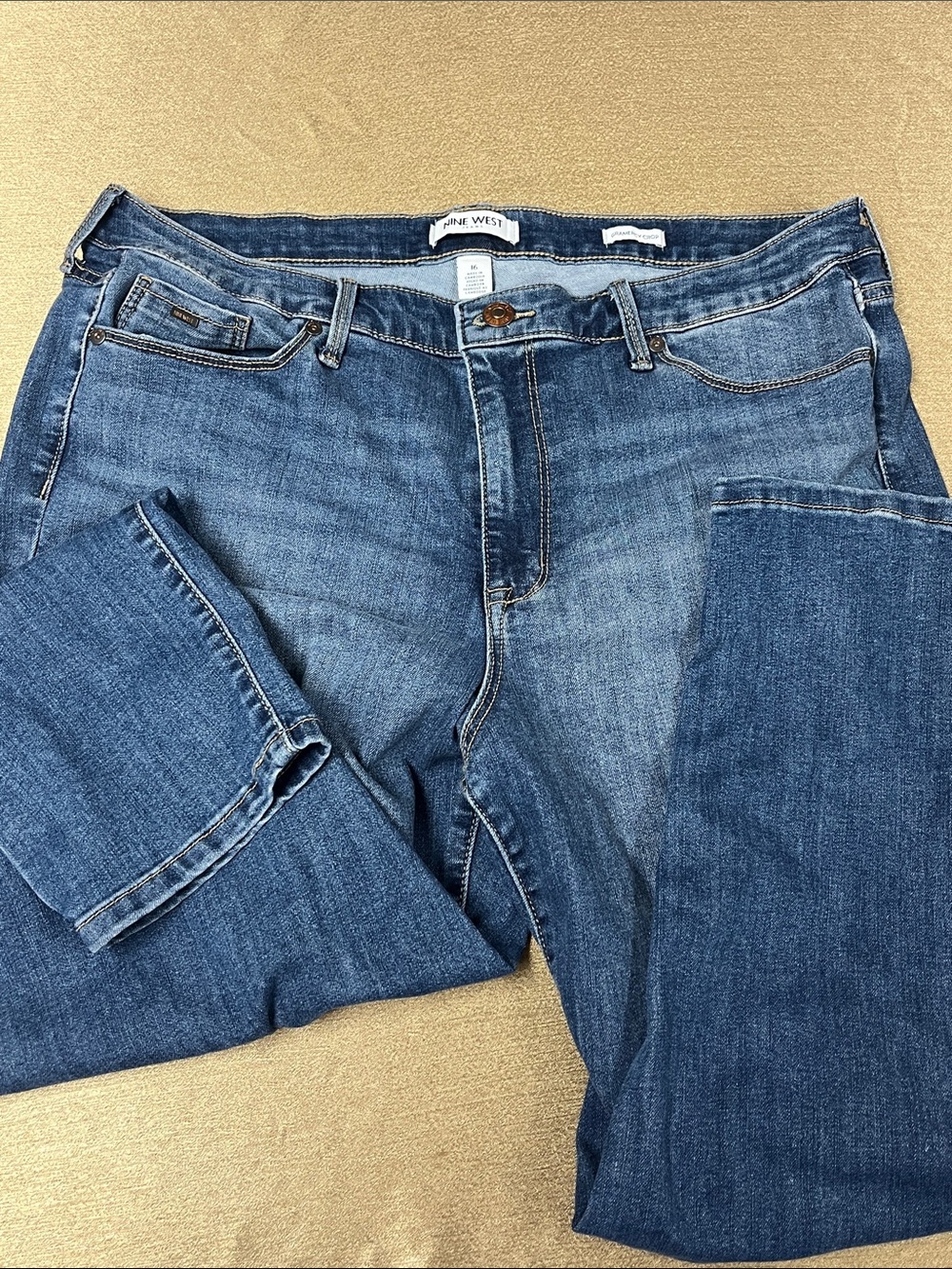Nine West Medium Blue Cropped Straight Jeans